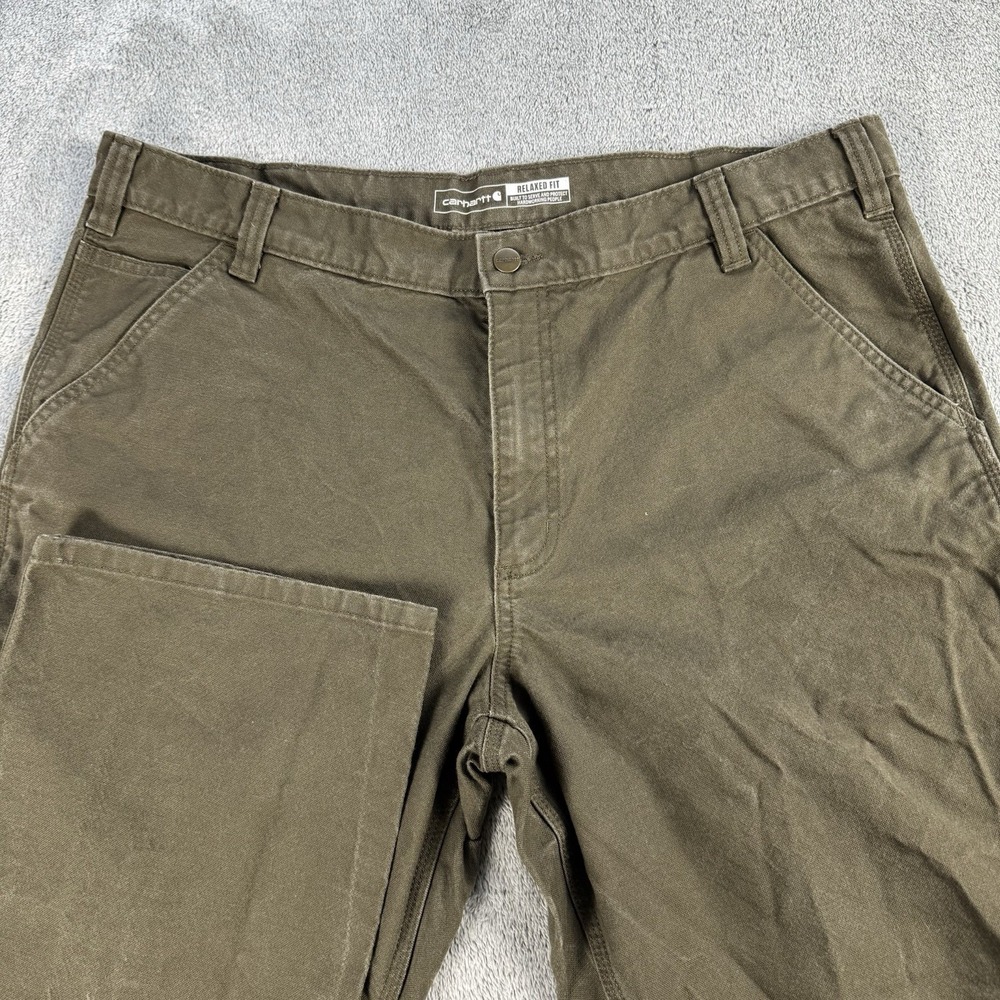 Carhartt Relaxed Straight Fit Canvas Work Pant 40x32 Rugged Moss Green